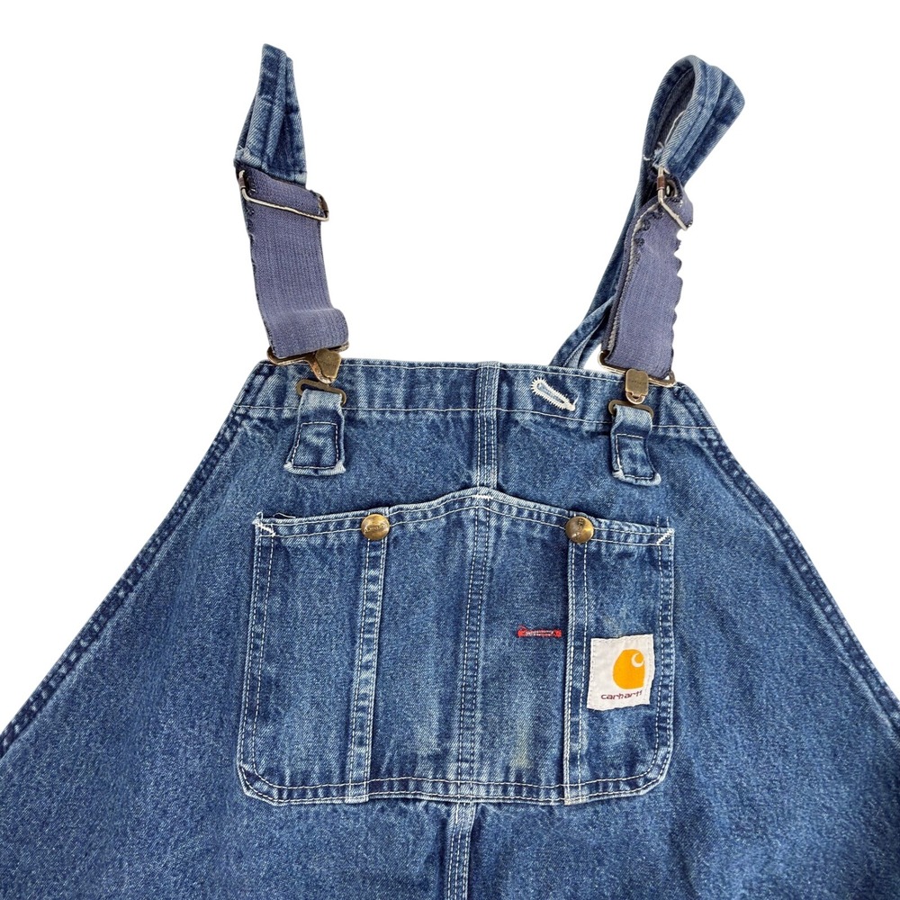 Carhartt Denim Bib Overalls Mens Blue Bib Workwear Relaxed Fit Utility 52x26